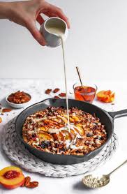 Blueberry Nectarine Baked Porridge Uk Health Blog Nadia S Healthy Kitchen Nectarine Recipes Porridge Recipes Cafe Food