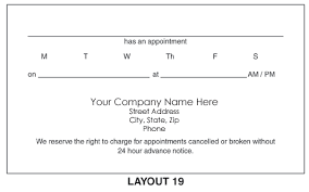 1hr slim business cards 1 side. 200 1 One Sided Appointment Business Cards Imprinted Layout Ap19 3 1 2 X 2