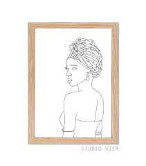 African Woman Art Black And White Line Drawing African Woman Printable Minimal Abstract Line Art One Line Illustration Sketch Female Portrait Drawings Line Drawing Line Illustration