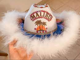 Malibu Coconut Rum Cowboy Hat In 2021 Custom Cowboy Hats Birthday Party Hats Cowgirl Costume