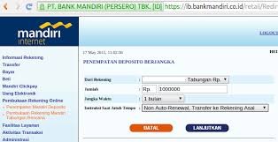 Bunga (interest) dibayarkan atas deposito yang biasanya lebih tinggi dari tingkat bunga rekening pada umumnya bunga deposito relatif lebih tinggi dibandingkan dengan tabungan biasa, itulah. Buka Deposito Melalui Internet Banking Mandiri Blog Rivaekaputra Com