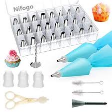 Nifogo Douille Patisserie Poche A Douille Patisserie 34 Pieces Acier Inoxydable Diy Kits Pour Poche A Douille Decoration Patisserie Douille