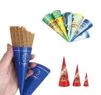 Custom Printed Logo Disposable Biodegradable Single Wall Kraft Paper Ice  Cream Cone Sleeves with Aluminum Foil for Sugar Noodles