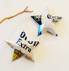 Corona Premium, Corona Extra or Corona Light Beer Stars Christmas Ornaments  Aluminum Can Repurposed