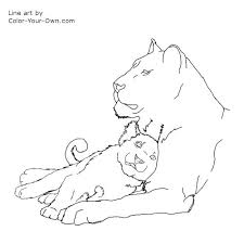 Free printable lion coloring pages for . African Lioness With Cub