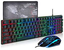 Led Backlit Wired Gaming Keyboard Mouse Mousepad Usb Light Up Mechanical Feel Ebay