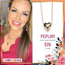 Peplum Necklace Tip: This designer-inspired puffy heart pendant has a  beveled high polished golden finish chain. Layer it with all your golden  favorites! Pair with Dovey Earrings and Royal Bracelet. Claim with "#
