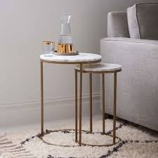 Round Nesting Side Tables Set Marble Antique Brass Marble Side Tables Side Table Furniture