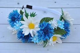 Cornflower Headband Country Wedding Crown White Blue Etsy Flower Crown Wedding Flower Crown Floral Hair Crown