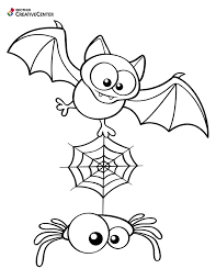 Halloween bat coloring pages as a vampire archetype, bats are also one of the scary elements of halloween. Free Printable Halloween Bat And Spider Coloring Creative Center