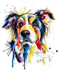 Colorful Border Collie Art Print Print Of Original Watercolor Painting Free Shipping Border Collie Art Dog Art Dog Paintings