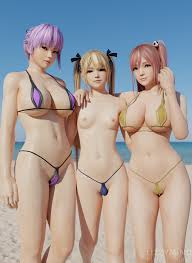 Rule 34 - 3d 3girls Ayane (doa) Beach Bikini Blonde Hair Blue Eyes Breasts  Dead Or Alive Female Female Only Honoka (doa) Lizzymind Marie Rose Multiple  Girls Nipples Outdoors Outside Pink Eyes