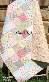 Baby Girl Quilt Kit Ambleside For Moda Fabrics Blue Pink Etsy In 2021 Shabby Chic Baby Quilt Baby Quilts Baby Girl Quilts
