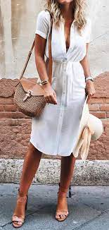 Try Out Stitch Fix Today Loving This White Button Down Dress So Simple Yet So Elegant Goes Grea Chic Summer Outfits Womens Fashion Dresses Fashion
