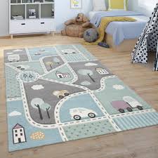 Sie wirkt auf kinder beruhigend und strahlt harmonie aus. Kinder Teppich Spiel Teppich Fur Kinderzimmer Mit Strassen Motiv Grun Blau Kaufen Bei Diva Teppich Center