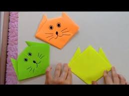 Origami Kedi Yapimi Kagittan Kedi Yapimi Youtube Origami Elisi Fikirleri Kedi