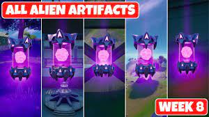 Fortnite All 5 Alien Artifacts Locations Guide Week 8 Youtube
