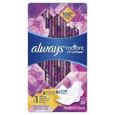 Always Radiant Regular Absorbency Pads With Wings Scented Size 1 30ct In 2021 Feminine Pads Clean Scents Scent