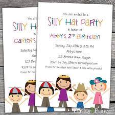 Silly Hat Themed Birthday Party Invitations By Paisley Prints Etc Www Paisleyprintsetc Com Birthday Invitations Kids Birthday Party Themes Kids Party Themes