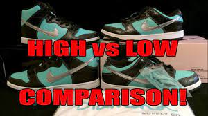 2014 "Tiffany" Nike Sb X Diamond Supply Dunk High Vs 2005 Low Comparison -  Youtube