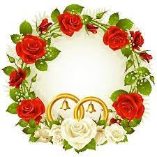 Flower Frame Vector White And Red Rose With Golden Wedding Rings Flower Frame Vector Flowers Red Roses