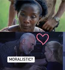 I love this panel from Flash Gordon -- check out Ming's self-satisfied  expression. In a later panel it is revealed that Dale's hands are tied  behind her back! From her expression, you