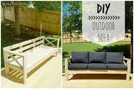The sofa has a modern feel to it with clean lines that measures about 72 inches long. Duo Ventures Diy Outdoor Wood Sofas