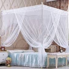 Nattey 4 Corners Princess Bedding Curtain Canopy Mosquito Netting Canopies Twin Full Queen California King Pink Yellow Whit Bed Curtains Princess Bed Bed Gifts