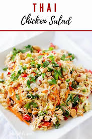 Thai Chicken Salad With Ginger Lime Dressing Recipe Thai Chicken Salad Chicken Salad Recipes Healthy Chicken Salad Recipe