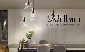 Amazon Com Wellmet Glass Pendant Lighting Cluster Pendant Lights For Kitchen Island 3 Lights Dining Room Lighting Fixture Hanging Chandelier Home Improvement