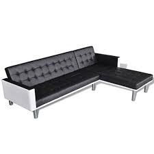 Black And White Sofa Bed Daonanba Modern Style L Shaped Sofa Bed Comfortable Artificial Leather Sofa High Grade House Furniture Black A L Shaped Sofa Bed Black Modern Sofa Leather Sofa