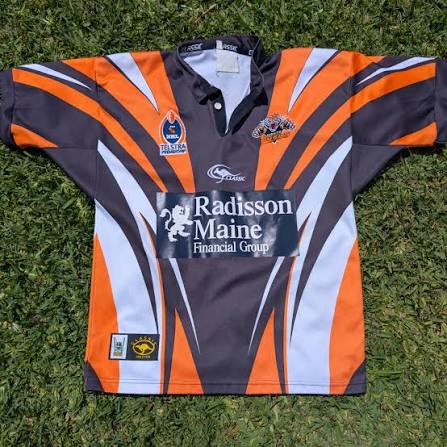 2003 Wests Tigers Home After entering the comp as a new joint venture in 2000, Wests Tigers enacted their first jersey redesign for the 2003 season with this home and a similar