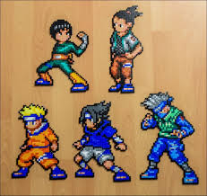 Handmade Naruto Sasuke Kakashi Rock Lee Shikamaru Perler Bead Sprite By Aeneajones Perles Hama Modele Pixel Art Sasuke