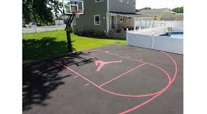 Outdoor basketball courts weather a lot of wear and tear! Basketball Court Installation Basketball Court Painting Basketball Court Staining Basketball Court Markings Installed Long Island New York