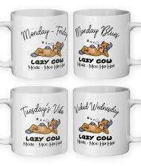 Set Of 8 Lazy Cow Funny Mug Designs Perfect For Sublimation Etsy Uk Mug Designs Funny Mugs Funny Printables