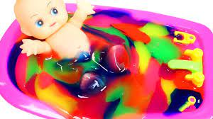 How to bathe a baby videos pretend play. Learn Colors Baby Doll Bath Time With Colors Rainbow Gooey Slime Fun And Creative For Children Video Dailymotion