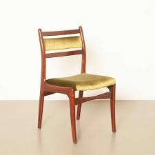 Stately, architectural form with tapered danish style legs. 1960s Dining Room Chair Green Neef Louis Design Amsterdam