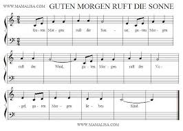 Guten Morgen Ruft Die Sonne Germany Sheet Music Childrens Songs Songs