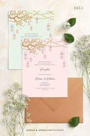 Modern Style Wedding Invitation Concept With Lanterns Hang Indian Wedding Invitation Card Design Wedding Invitation Card Design Indian Wedding Invitation Cards