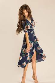 Annelise Navy-blue Floral Wrap Dress Wrap Dress Floral Comfortable Work Dress Wrap Dress