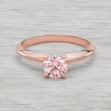 54ct Half Carat Pink Diamond Solitaire Engagement Ring In 14k Rose Gold Emerald Engagement Ring Pink Diamond Rose Gold Pink Diamond