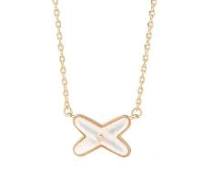 V Gold High Version Shangmei Cross Natural White Fritillaria Necklace for  Women Thick Plating 18K Rose Gold Lock Bone Chain Manufacturer Direct Sales