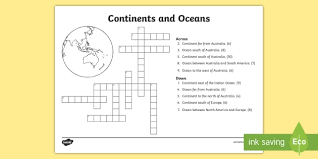 Atividade de revisão 6º ano de geografia maze chase. Continents And Oceans Crossword Teacher Made