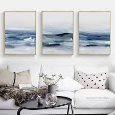5 out of 5 stars. Framed Wall Art Set Of 3 Prints Modern Abstract Ocean Navy Etsy Frames On Wall Large Wall Pictures Framed Wall Art Sets