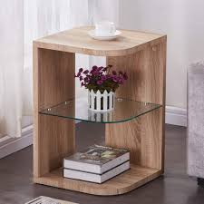 Shop for small coffee tables online at target. Goldfan Glass Wood Side Table End Table Small Coffee Table Lamp Sofa Bedside Table With Storage For Living Room Bed Room Oak Finish Amazon Co Uk Kitchen Home