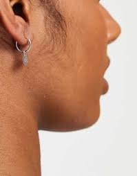 Kingsley Ryan sterling silver coin charm hoop earrings