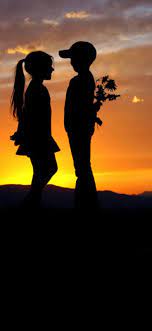 Free Download The Mountain Top Cute Lovely Kids Silhouette Romantic Scene Wallpaper Beaty Your Phone Dar Kids Silhouette Romantic Wallpaper Romantic Scenes