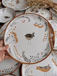 Handmade Pottery Plates With Painted Sparrow Ceramic Tableware Serving Plates Gift Bowl For Child Baby Plate Osoka Art Ceramics Plates Handmade Pottery Plates Handmade Pottery Pottery Plates