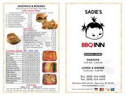 Sadie's BBQ Inn menus in Pearl City, Hawaii, United States