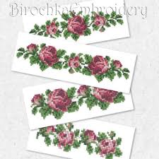 Vintage floral border cross stitch set maschine stickerei muster. Machine Embroidery Design Rose Set Cross Stitch Pattern Birochka Embroidery